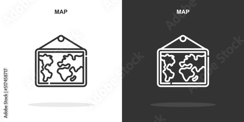 map line icon. Simple outline style.map linear sign. Vector illustration isolated on white background. Editable stroke EPS 10