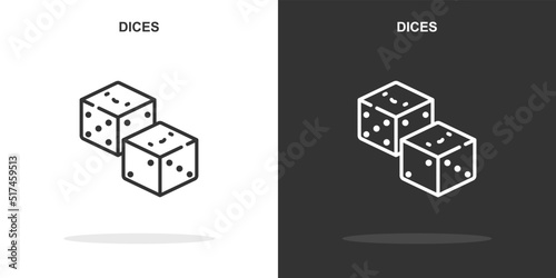 dices line icon. Simple outline style.dices linear sign. Vector illustration isolated on white background. Editable stroke EPS 10