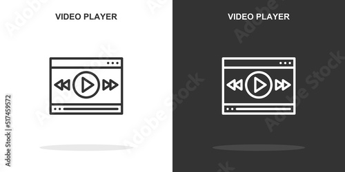 video player line icon. Simple outline style.video player linear sign. Vector illustration isolated on white background. Editable stroke EPS 10
