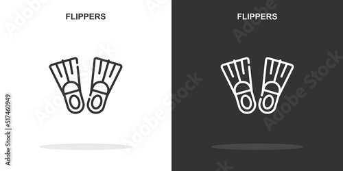 flippers line icon. Simple outline style.flippers linear sign. Vector illustration isolated on white background. Editable stroke EPS 10
