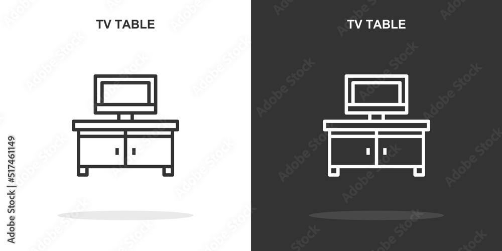 tv table line icon. Simple outline style.tv table linear sign. Vector illustration isolated on white background. Editable stroke EPS 10 tv table line icon. Simple outline style.tv table linear sign. Vector illustration isolated on white background. Editable stroke EPS 10