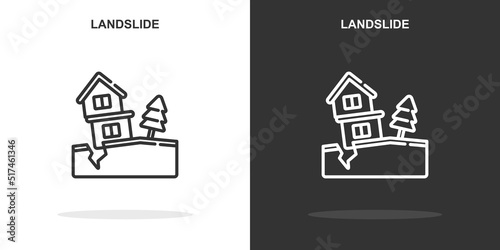 landslide line icon. Simple outline style.landslide linear sign. Vector illustration isolated on white background. Editable stroke EPS 10