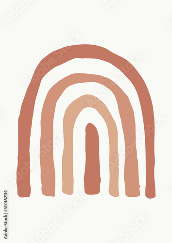 Boho Style Modern Graphic with Abstract Shapes. Vector Illustration in Soft Earth Colors. Design Ideal for Poster, Card, Textile Print, Wall Decal and Other.