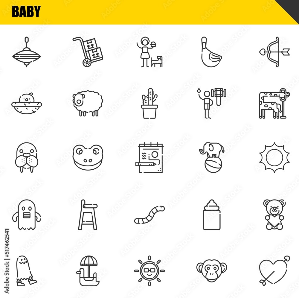 baby vector line icons set. whirligig, ghost and walrus Icons. Thin line design. Modern outline graphic elements, simple stroke symbols stock illustration baby vector line icons set. whirligig, ghost and walrus Icons. Thin line design. Modern outline graphic elements, simple stroke symbols stock illustration