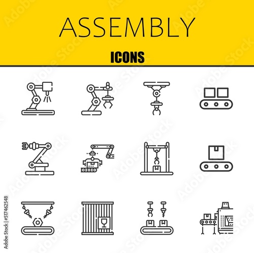 assembly vector line icons set. industrial robot, industrial robot and industrial robot Icons. Thin line design. Modern outline graphic elements, simple stroke symbols stock illustration