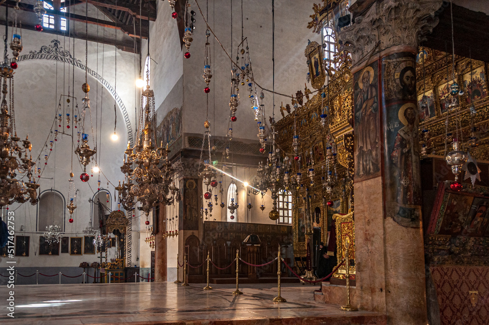 Intérieur de la Basilique de la Nativité à Bethléem en Israël