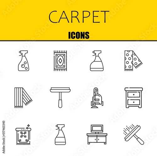 carpet vector line icons set. window cleaner, carpet and window cleaner Icons. Thin line design. Modern outline graphic elements, simple stroke symbols stock illustration