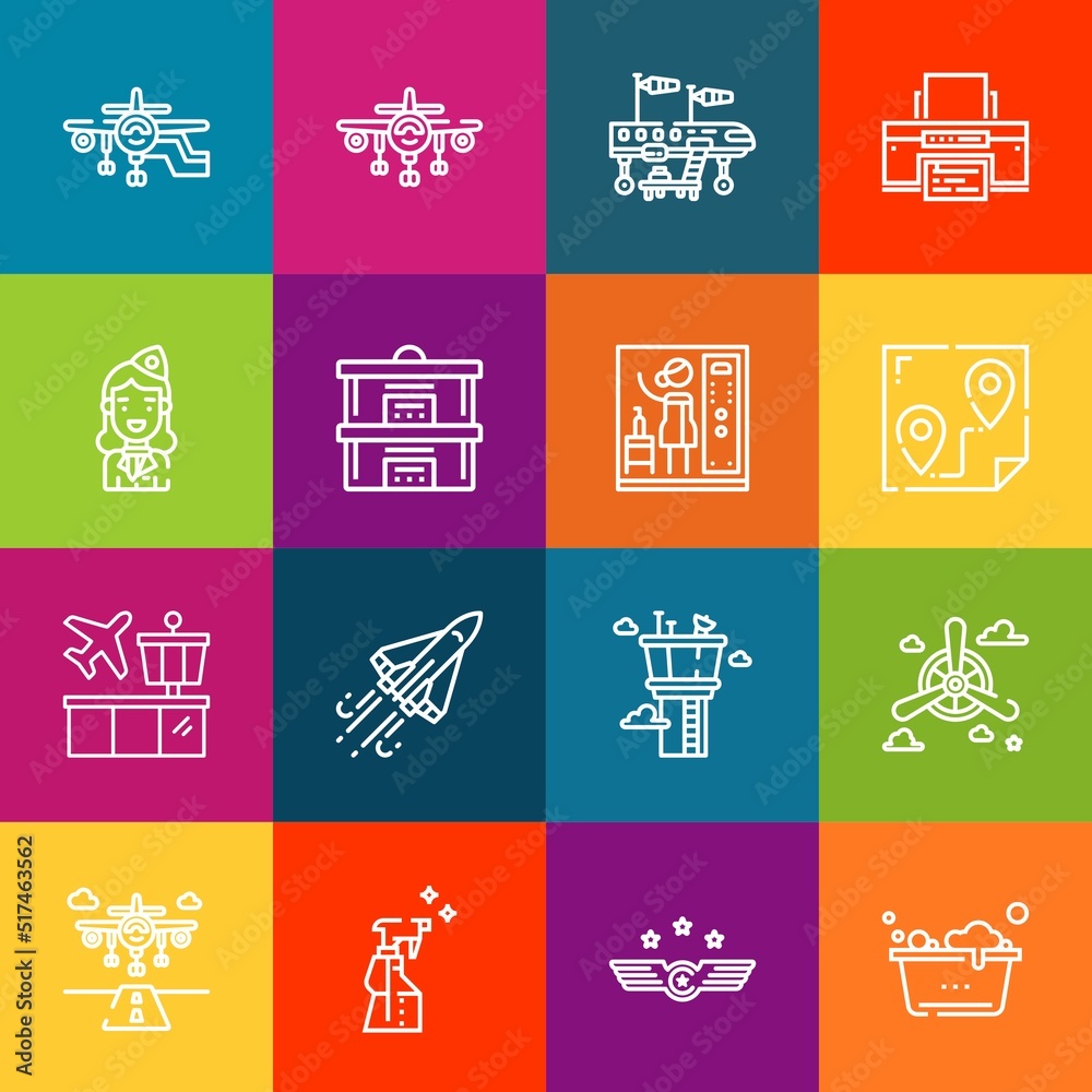 Modern thin line icons set of jet elements. Premium quality outline ...