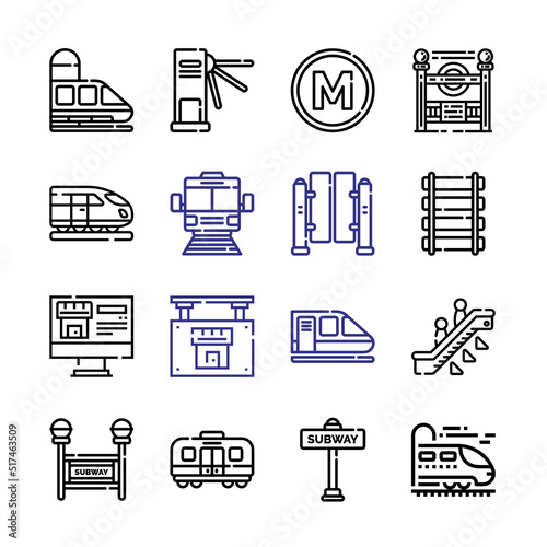 metro Icon Set with line icons. Modern Thin Line Style. Suitable for Web and Mobile Icon. Vector illustration EPS 10.