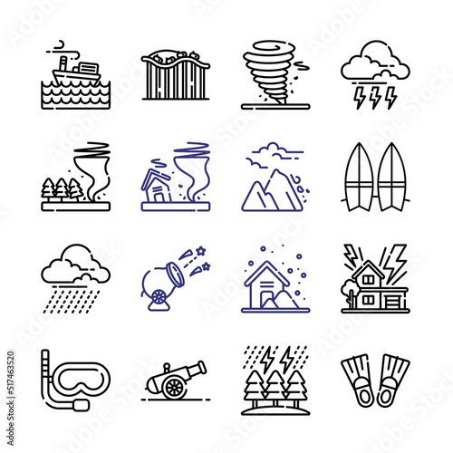 extreme Icon Set with line icons. Modern Thin Line Style. Suitable for Web and Mobile Icon. Vector illustration EPS 10.