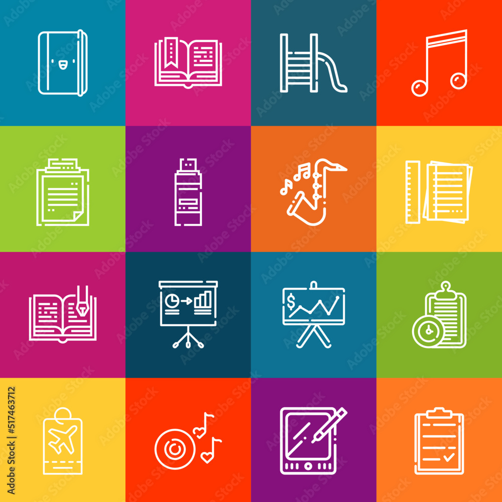 Modern thin line icons set of note elements. Premium quality outline symbol collection. Simple mono linear pictogram pack. Stroke vector logo concept for web graphics Modern thin line icons set of note elements. Premium quality outline symbol collection. Simple mono linear pictogram pack. Stroke vector logo concept for web graphics