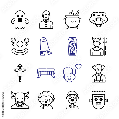 monster Icon Set with line icons. Modern Thin Line Style. Suitable for Web and Mobile Icon. Vector illustration EPS 10.