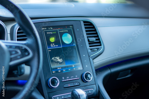 Cluj-Napoca, Cluj-Romania-02.02.2022- Renault Talisman portrait navigation unit. Tesla look a like lcd display. GPS Navigation Head Unit