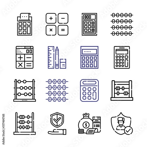 calculator Icon Set with line icons. Modern Thin Line Style. Suitable for Web and Mobile Icon. Vector illustration EPS 10.