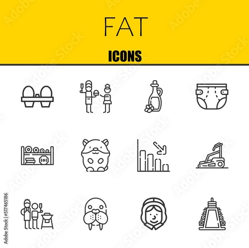 fat vector line icons set. organic eggs, father and olive oil Icons. Thin line design. Modern outline graphic elements, simple stroke symbols stock illustration