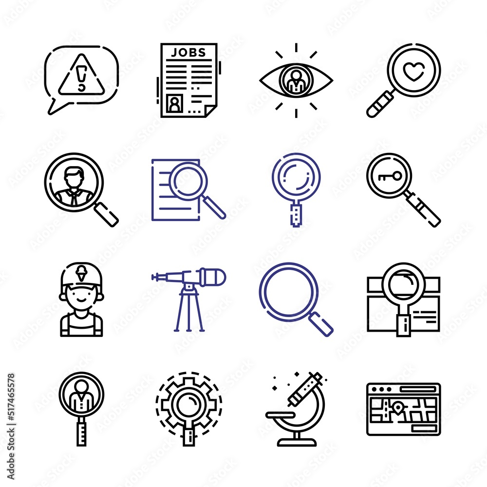 magnify Icon Set with line icons. Modern Thin Line Style. Suitable for Web and Mobile Icon. Vector illustration EPS 10. magnify Icon Set with line icons. Modern Thin Line Style. Suitable for Web and Mobile Icon. Vector illustration EPS 10.