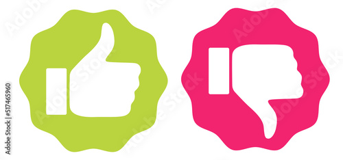 Vector set icons of dislike and like button. Vector set  banners of human hand with negative and positve emotion.