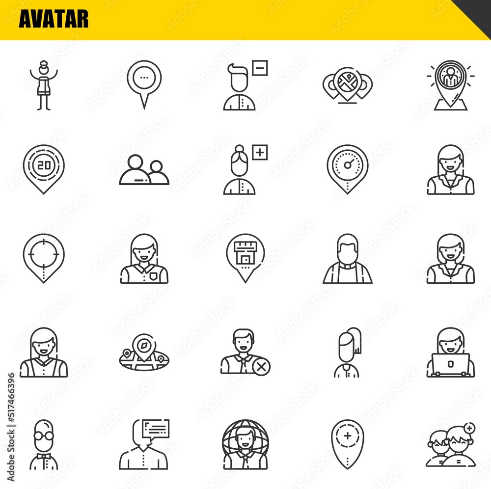 avatar vector line icons set. woman, user and placeholder Icons. Thin line design. Modern outline graphic elements, simple stroke symbols stock illustration avatar vector line icons set. woman, user and placeholder Icons. Thin line design. Modern outline graphic elements, simple stroke symbols stock illustration