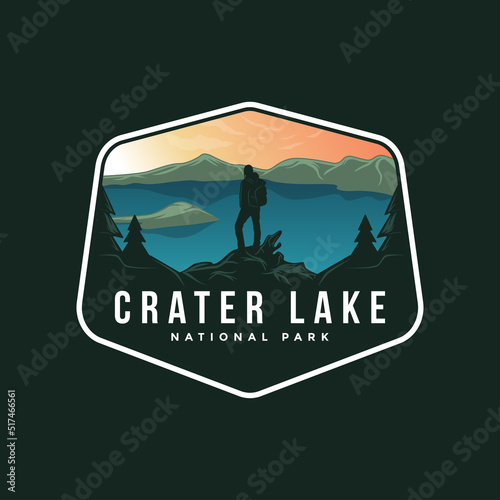 Logo illustrations of Crater National Park emblem on dark background.