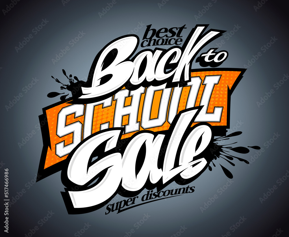 Obraz premium Back to school sale, vector lettering web banner
