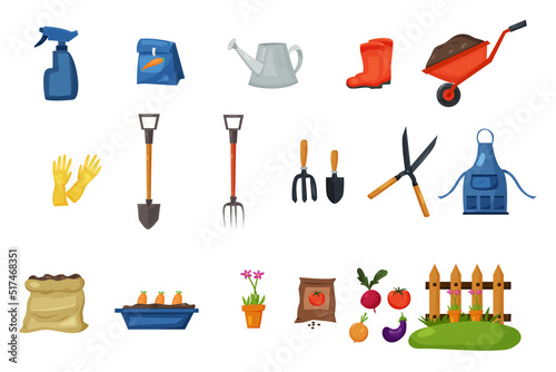 Garden tool vector gardening equipment 