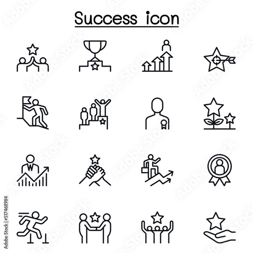 Success icon set in thin line style photo