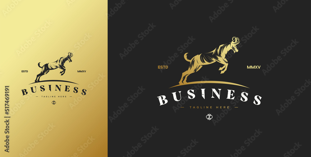 Goat logo with luxurious and elegant gold color