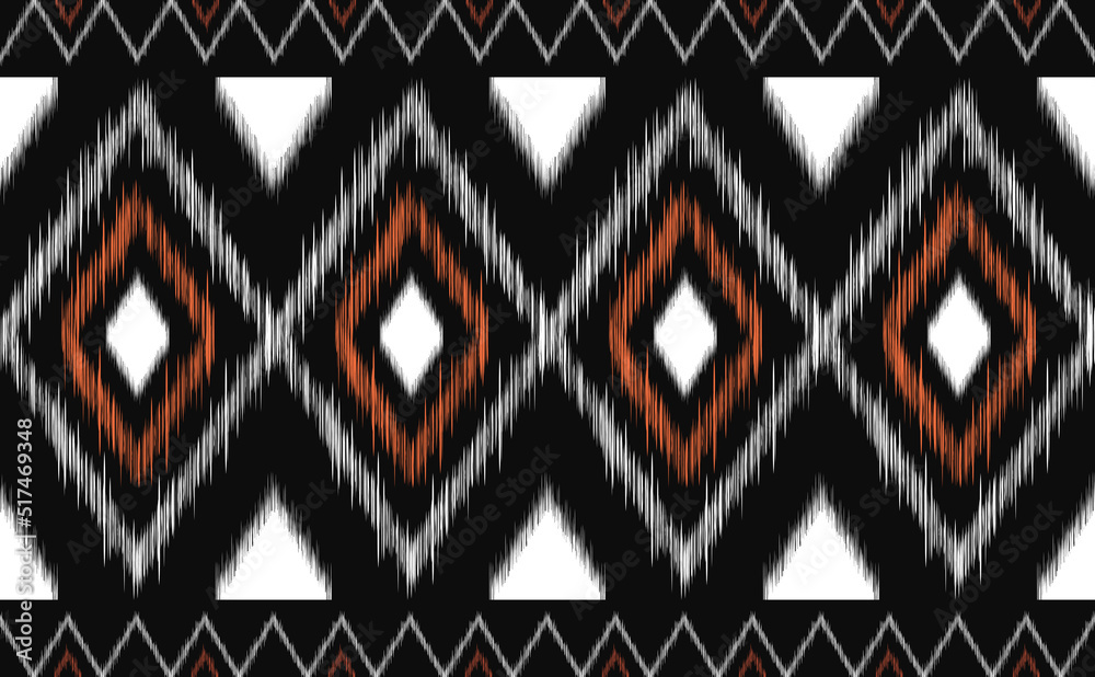 Fototapeta premium Geometric ethnic pattern, Embroidery graphic antique background, Vector square texture design