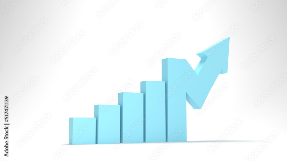 3d illustration, The Business Growth with chart rising arrow isolated with white background. 3d illustration, The Business Growth with chart rising arrow isolated with white background.