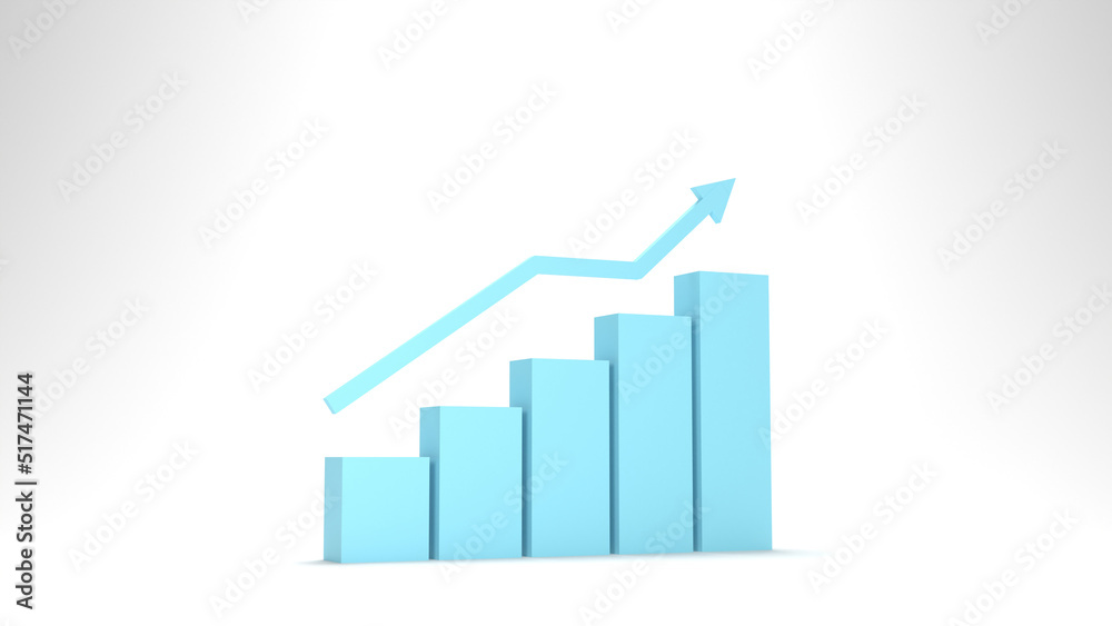 3d illustration, The Business Growth with chart rising arrow isolated with white background. 3d illustration, The Business Growth with chart rising arrow isolated with white background.