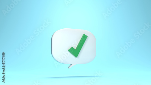 3d illustration, The Business pop up check mark notification.