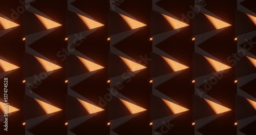 3d render with gray triangles with orange glow