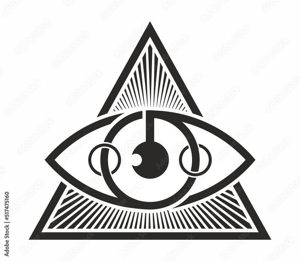 Vector eye image in a triangle. Black and white eye logo design concept. Stock Vector Adobe Stock