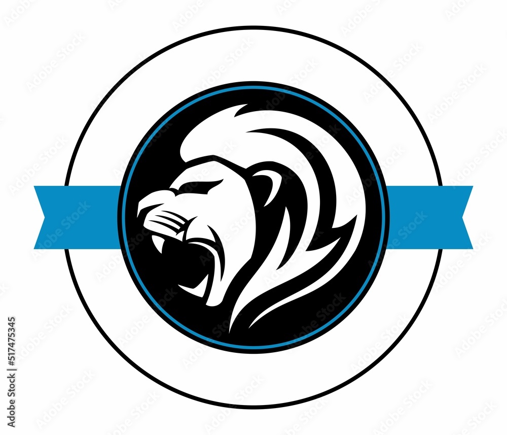 Naklejka premium Roaring lion vector logo design concept. Stylized lion's head vector image.