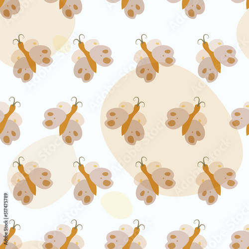 Childish butterfly seamless vector pattern in orange and white colours © ugguggu