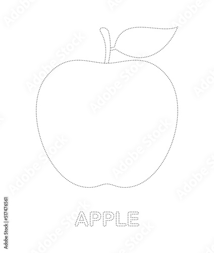 Apple tracing worksheet for kids