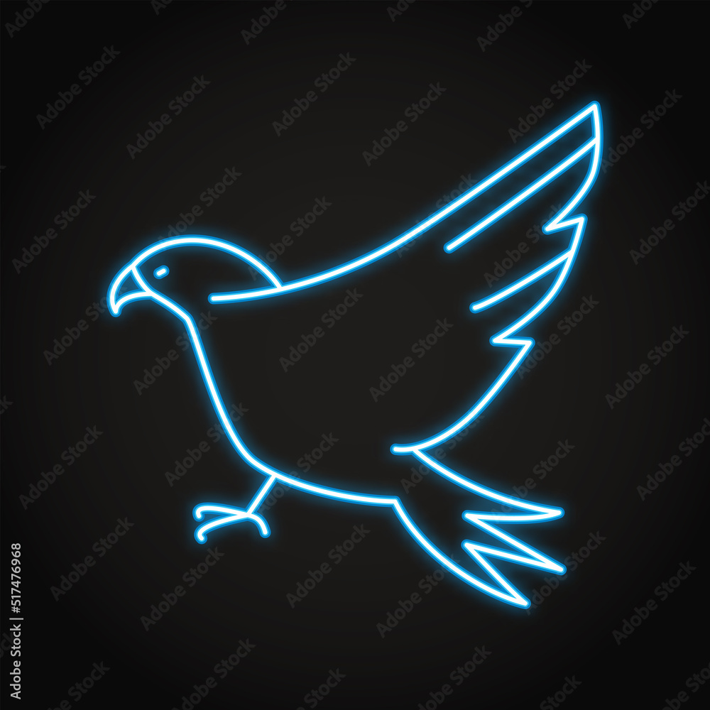 Obraz premium Hawk neon icon in line style
