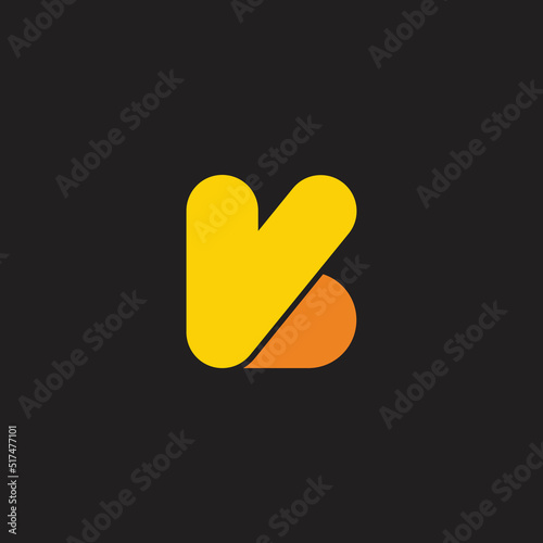 letter vb simple cute curves geometric logo vector