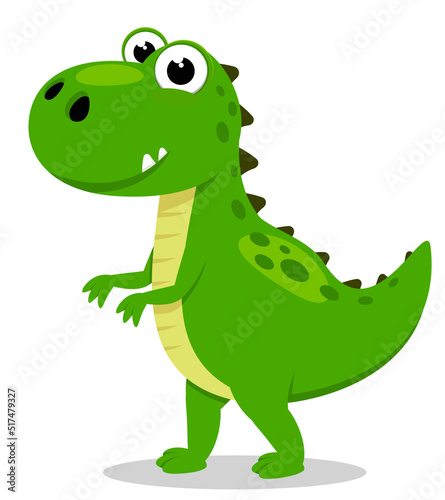 Dinosaur predator stands on its hind legs and smiles. Character