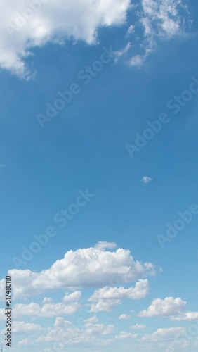 Clouds time lapse blue sky summer background vertical video for social media