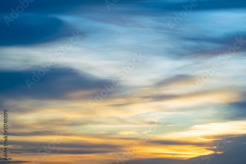 Beautiful sky background with the cloud,Nature abstract concept,sunset of the day,sky abstract. © auttawit