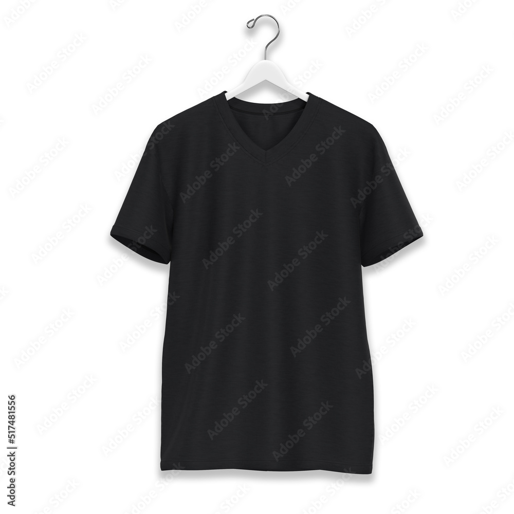 Black T-shirt on a hanger. 3D rendering, mockup Black T-shirt on a hanger. 3D rendering, mockup