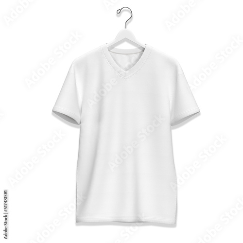 White T-shirt on a hanger. 3D rendering, mockup