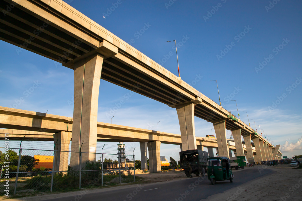 Skyward view of Padma multipurpose bridge in Munshigonj-Dhaka, Bangladesh Skyward view of Padma multipurpose bridge in Munshigonj-Dhaka, Bangladesh