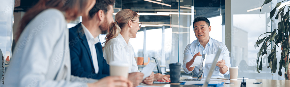 Confident and successful team. Group of people are working together in office. Business concept Confident and successful team. Group of people are working together in office. Business concept