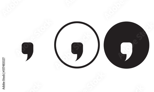 comma icon black outline for web site design 
and mobile dark mode apps 
Vector illustration on a white background