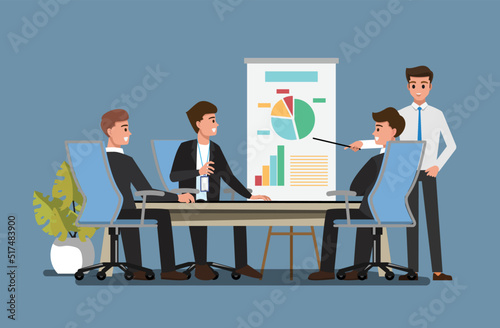 Business People Having Board Meeting,Vector illustration cartoon character.
