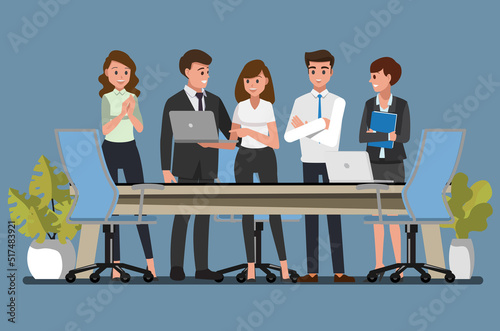 Business People Having Board Meeting,Vector illustration cartoon character.
