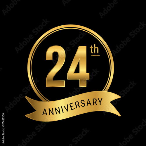 th anniversary logo golden color for celebration event, wedding, greeting card, invitation, round stamp