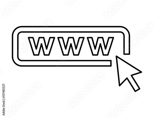 World wide web icon, www internet website symbol, click mouse arrow sign vector illustration